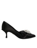 Dolce & Gabbana Black Satin Bow Crystal Embellishment Pumps Shoes Dolce & Gabbana