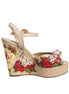 Dolce & Gabbana Beige Floral Ankle Strap Wedge Sandals Shoes Dolce & Gabbana