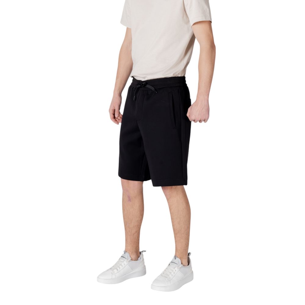 Armani Exchange Black Cotton Bermuda Shorts Armani Exchange