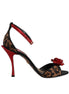 Dolce & Gabbana Brown Leopard Crystal Roses Sandals Shoes Dolce & Gabbana