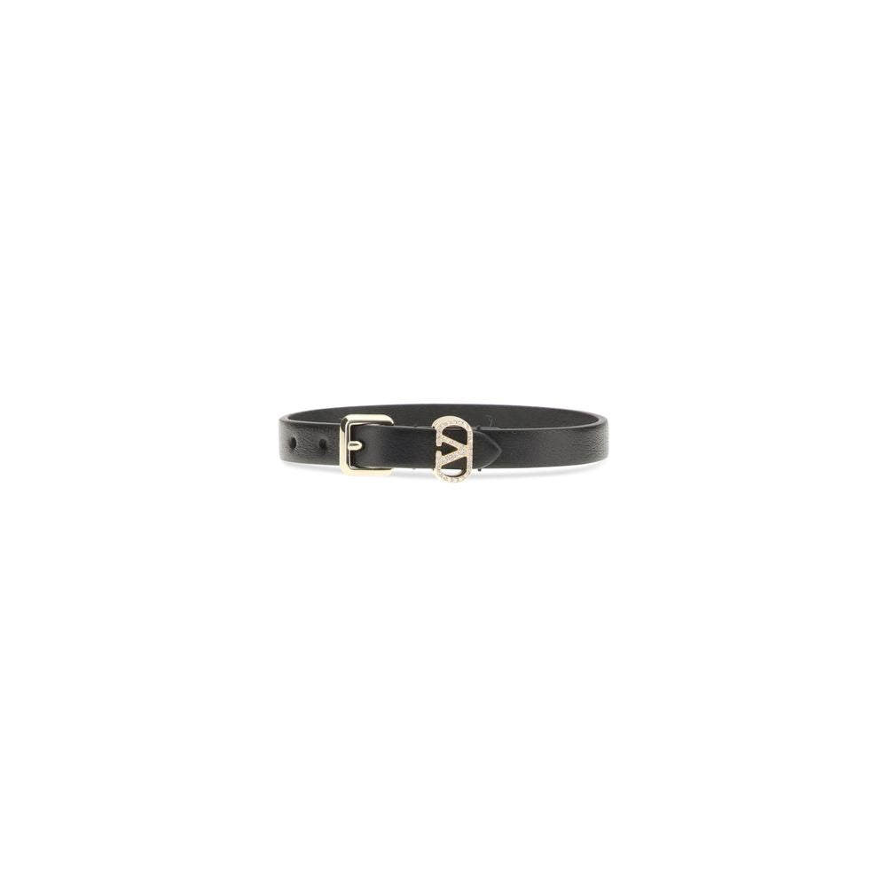 Valentino Garavani Black Calf Leather Bos Taurus Bracelet Valentino Garavani