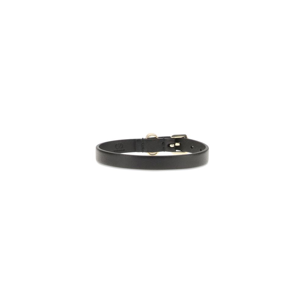 Valentino Garavani Black Calf Leather Bos Taurus Bracelet Valentino Garavani