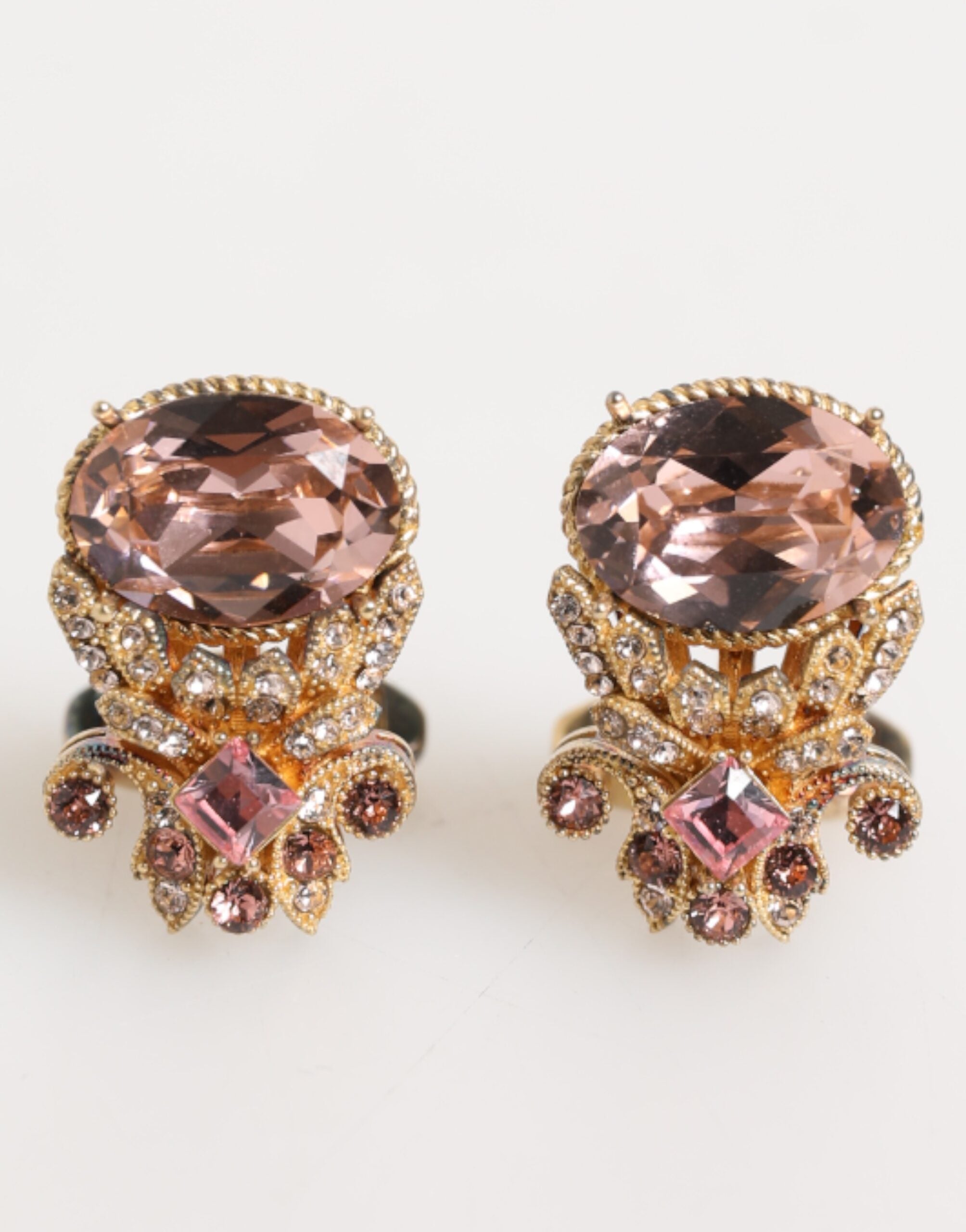 Dolce & Gabbana Gold Tone 925 Sterling Silver Crystal Accessory Cufflinks Dolce & Gabbana