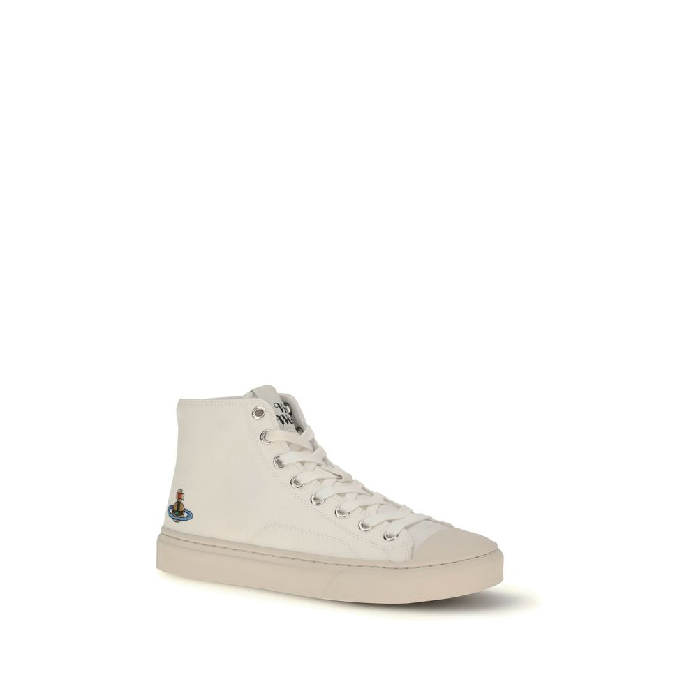 Vivienne Westwood White Cotton High Top Sneakers Vivienne Westwood