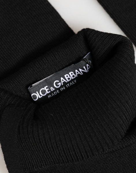 Dolce & Gabbana Black Virgin Wool Knitted Fingerless Men Gloves Dolce & Gabbana