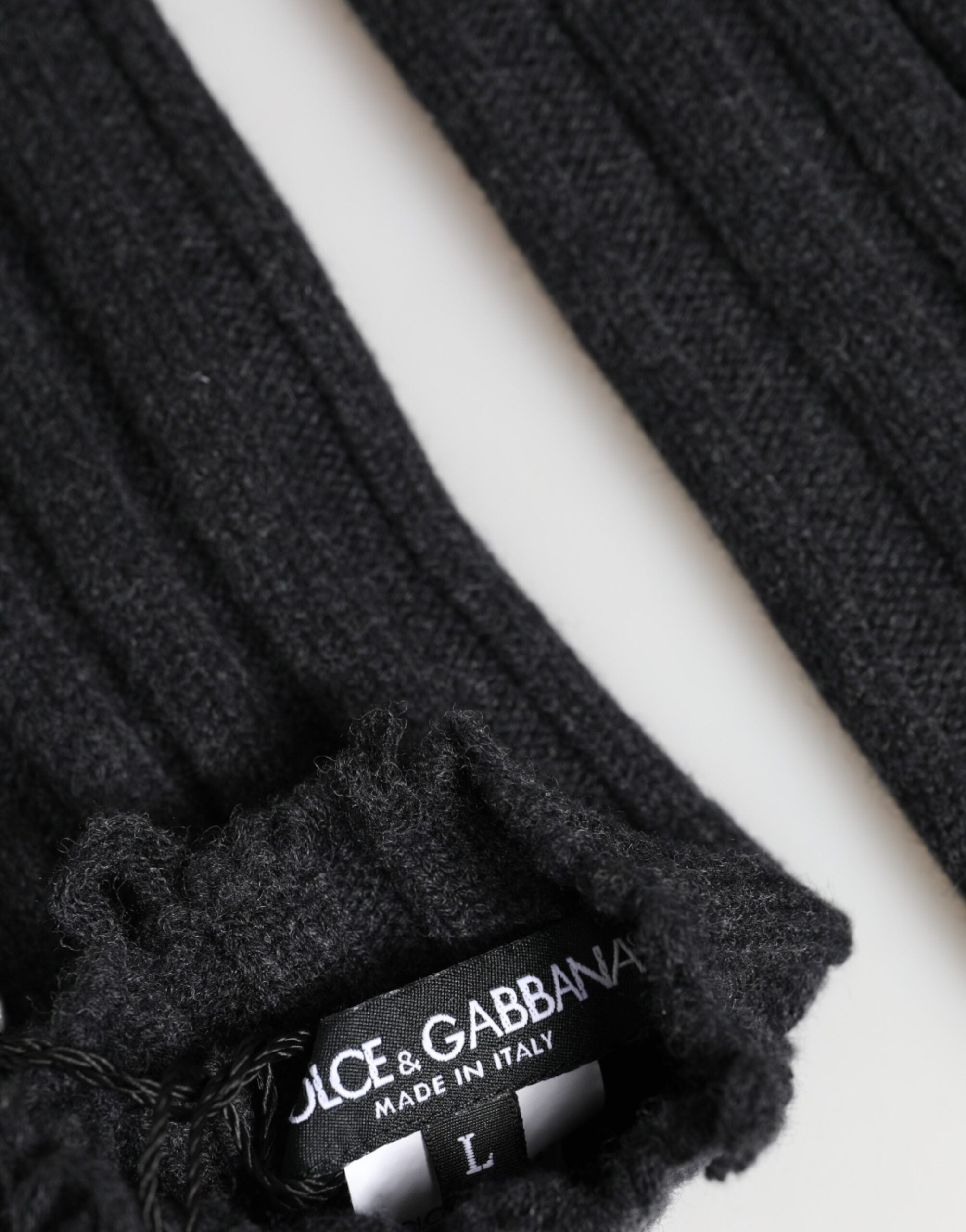 Dolce & Gabbana Black Virgin Wool Knitted Fingerless Gloves Dolce & Gabbana