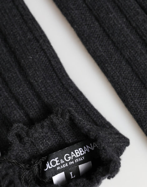 Dolce & Gabbana Black Virgin Wool Knitted Fingerless Gloves Dolce & Gabbana