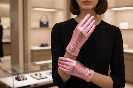 Dolce & Gabbana Pink Leather DG Logo Wrist Length Mitten Gloves Dolce & Gabbana