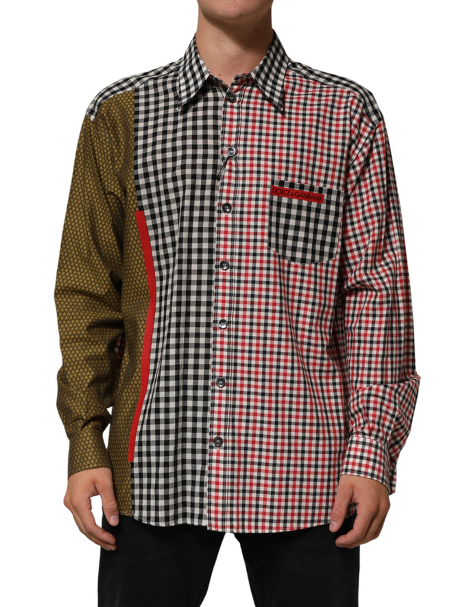 Dolce & Gabbana Multicolor Cotton Collared Checkered Shirt Dolce & Gabbana