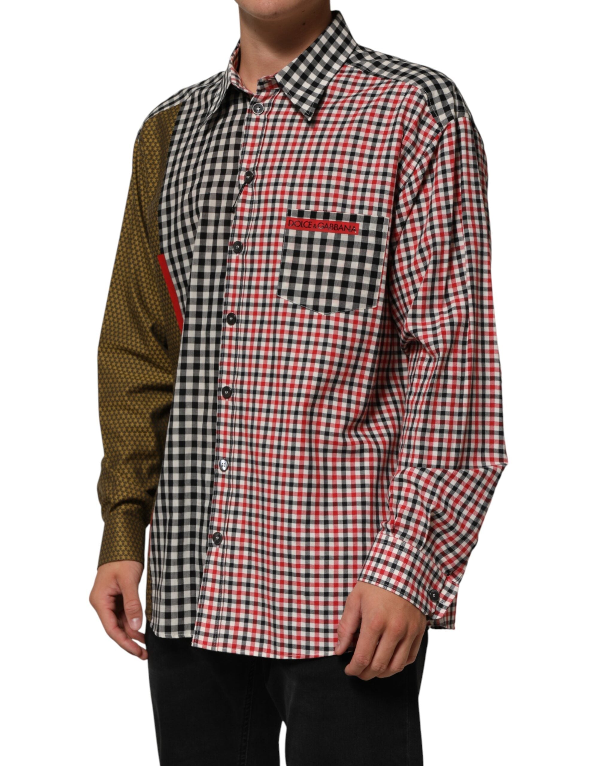 Dolce & Gabbana Multicolor Cotton Collared Checkered Shirt Dolce & Gabbana