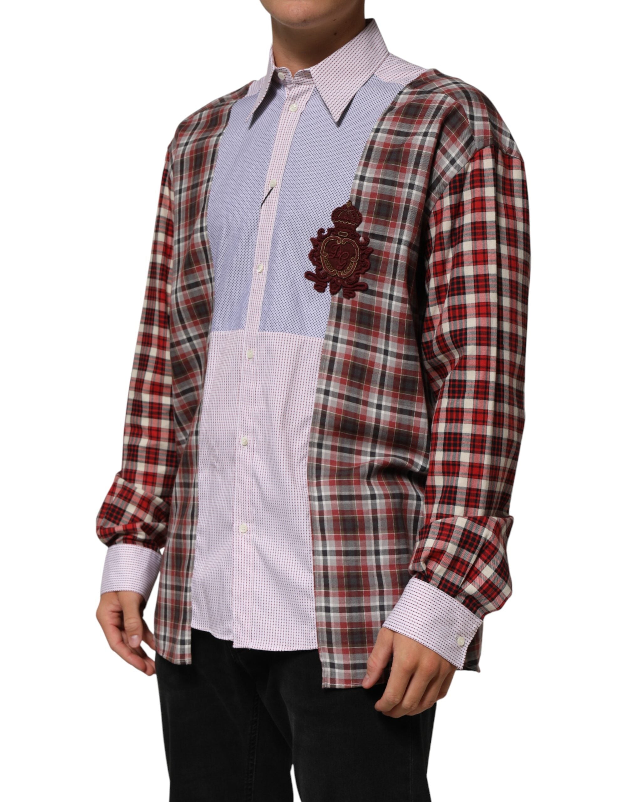 Dolce & Gabbana Multicolor Cotton Collared Checkered Shirt Dolce & Gabbana