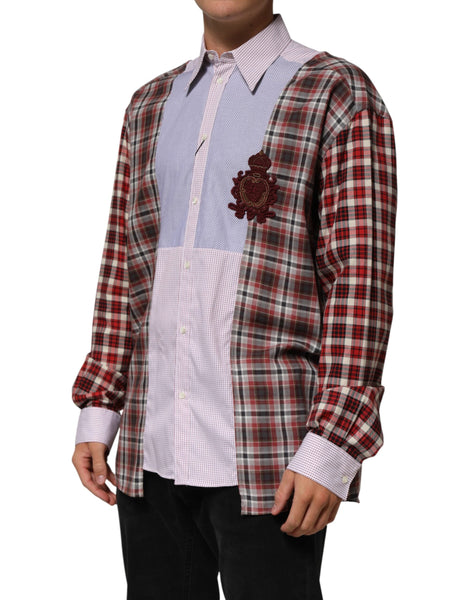 Dolce & Gabbana Multicolor Cotton Collared Checkered Shirt Dolce & Gabbana