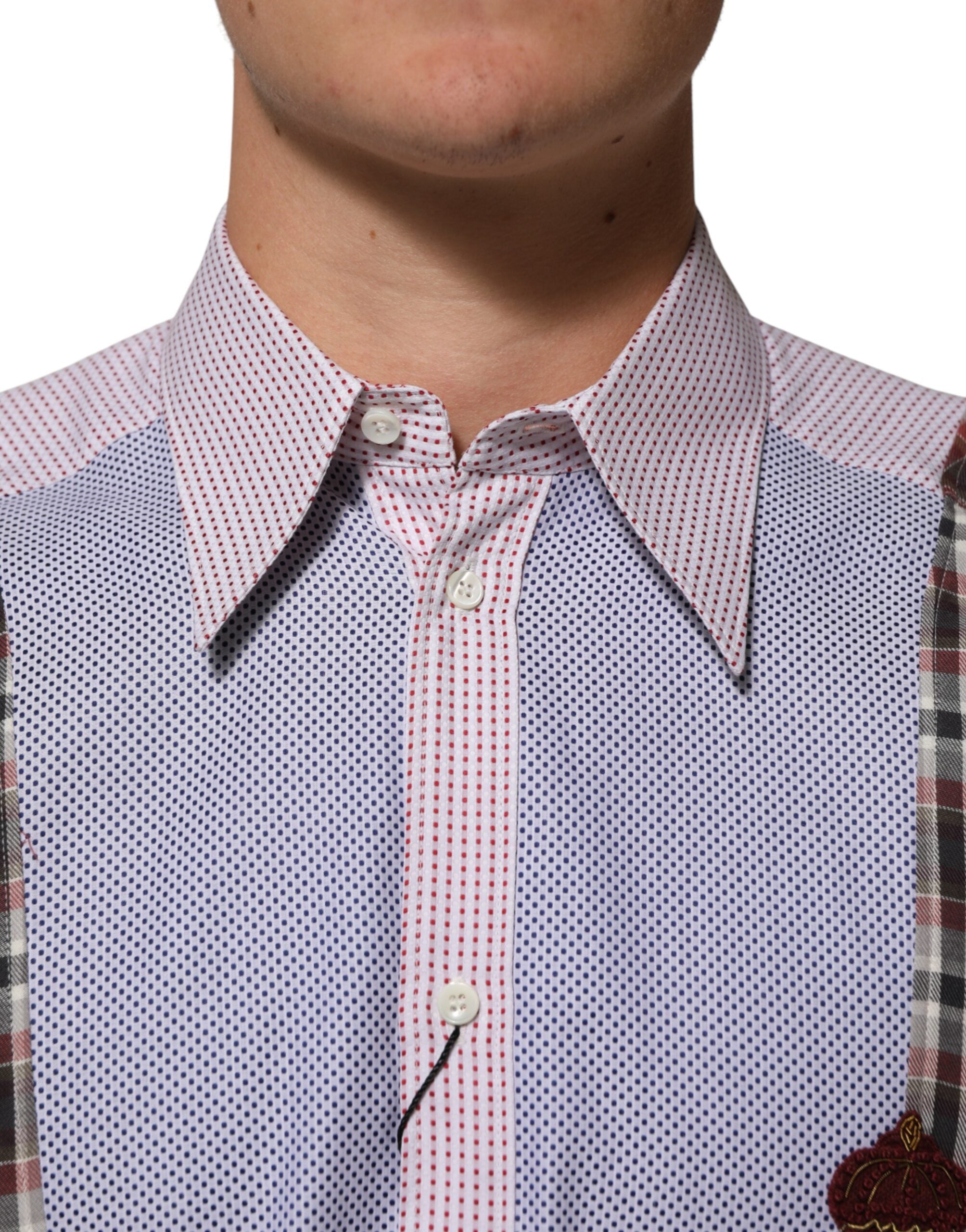 Dolce & Gabbana Multicolor Cotton Collared Checkered Shirt Dolce & Gabbana