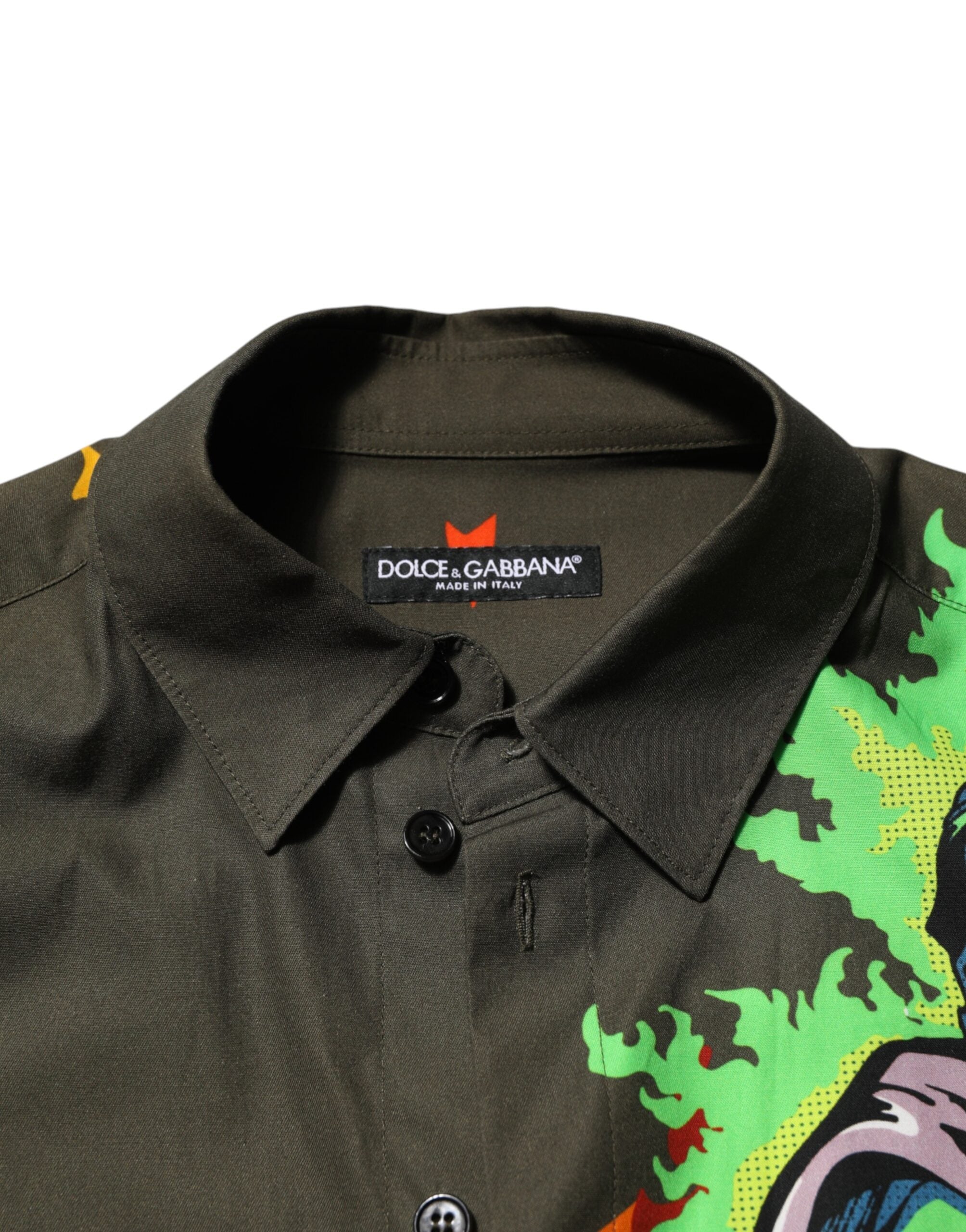 Dolce & Gabbana Brown Superhero Print Button Down Shirt Dolce & Gabbana