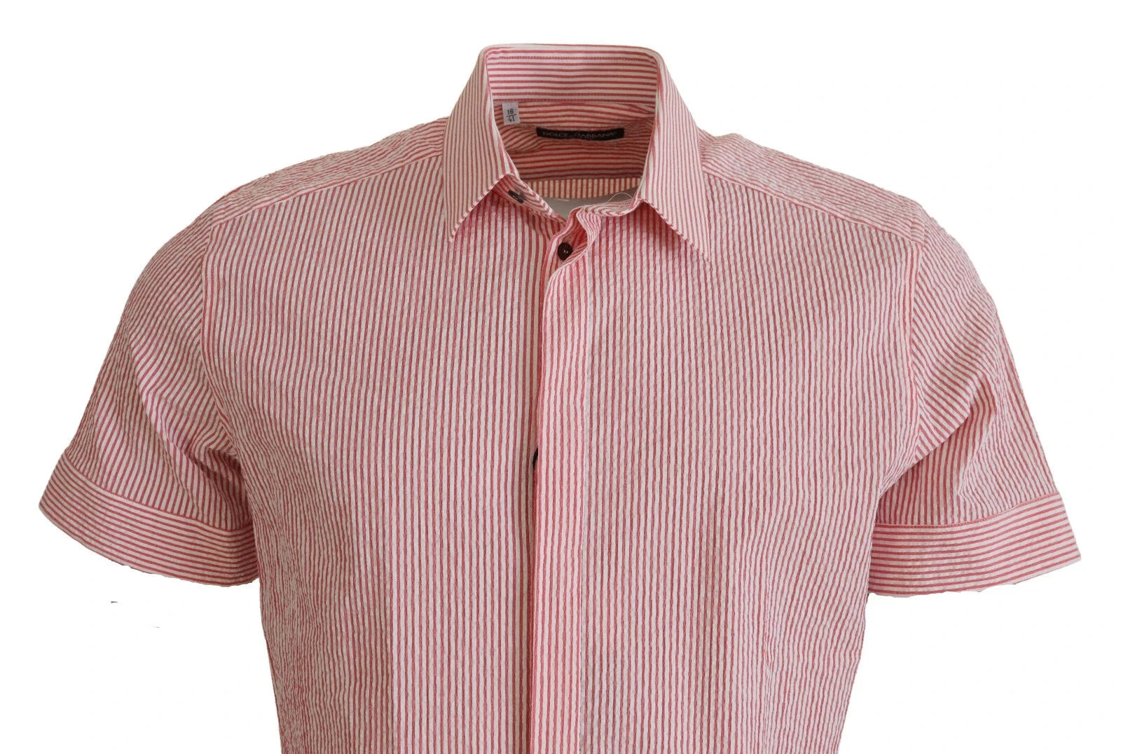 Dolce & Gabbana Red White Striped Cotton Short Sleeve Shirt Dolce & Gabbana