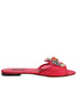 Dolce & Gabbana Red Embellished Flats Slip On Sandals Shoes Dolce & Gabbana