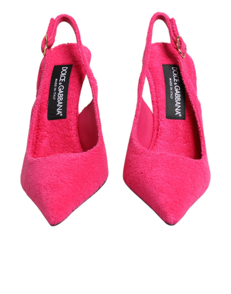 Dolce & Gabbana Pink Suede High Heels Slingback Shoes Dolce & Gabbana