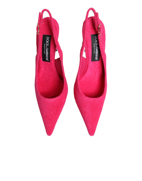 Dolce & Gabbana Pink Suede High Heels Slingback Shoes Dolce & Gabbana