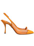 Dolce & Gabbana Orange Leather Mesh Heels Slingback  Shoes Dolce & Gabbana