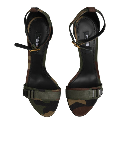 Dolce & Gabbana Multicolor DG Logo Heels Camouflage Sandals Shoes Dolce & Gabbana