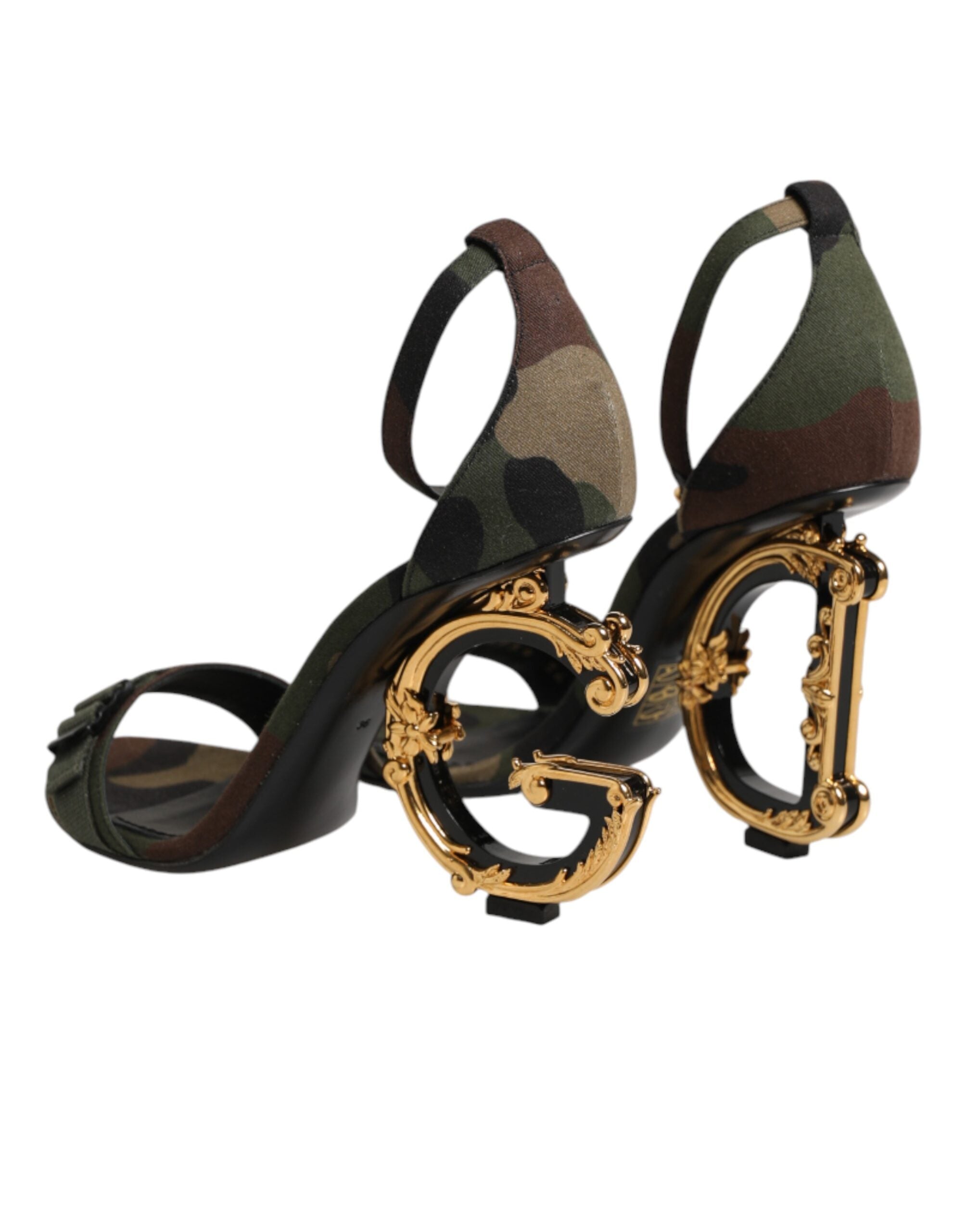 Dolce & Gabbana Multicolor DG Logo Heels Camouflage Sandals Shoes Dolce & Gabbana