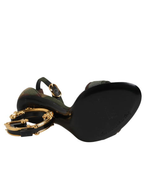 Dolce & Gabbana Multicolor DG Logo Heels Camouflage Sandals Shoes Dolce & Gabbana
