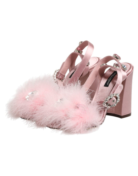 Dolce & Gabbana Pink Sequined Ankle Strap Sandals Shoes Dolce & Gabbana