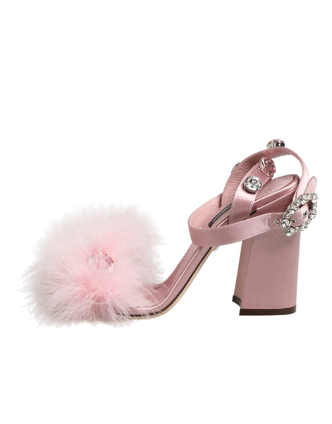 Dolce & Gabbana Pink Sequined Ankle Strap Sandals Shoes Dolce & Gabbana