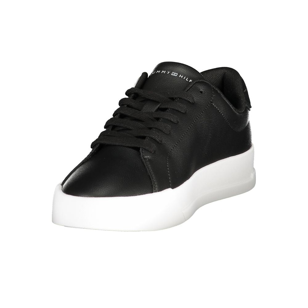 Tommy Hilfiger Black Leather Men Sneaker Tommy Hilfiger