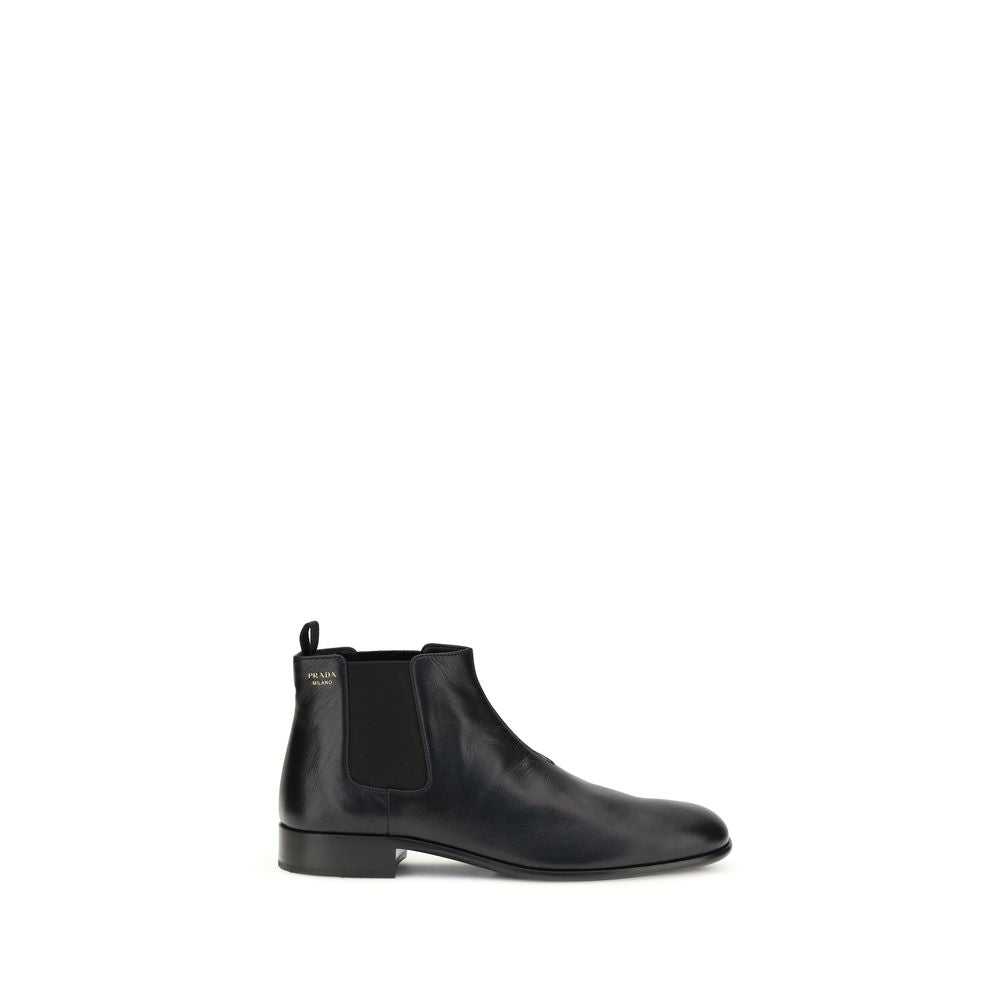 Prada Black Leather Ankle Boots Prada