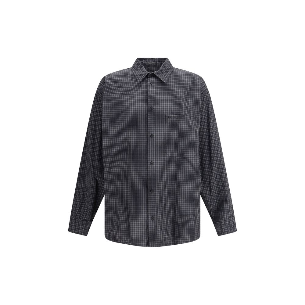 Balenciaga Black Wool Pattern Shirt Balenciaga