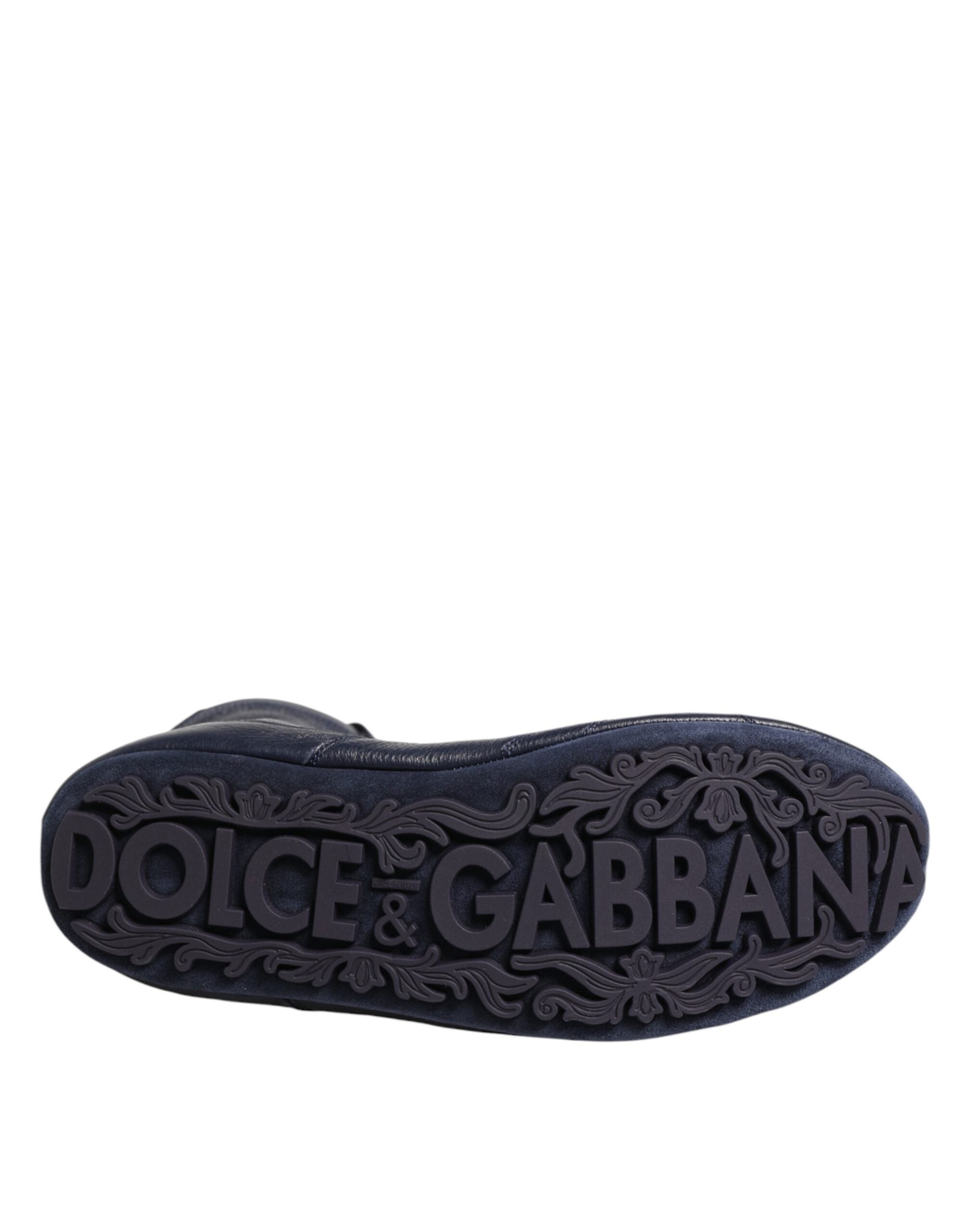 Dolce & Gabbana Dark Blue Deer Leather Mid Calf Boots Shoes Dolce & Gabbana