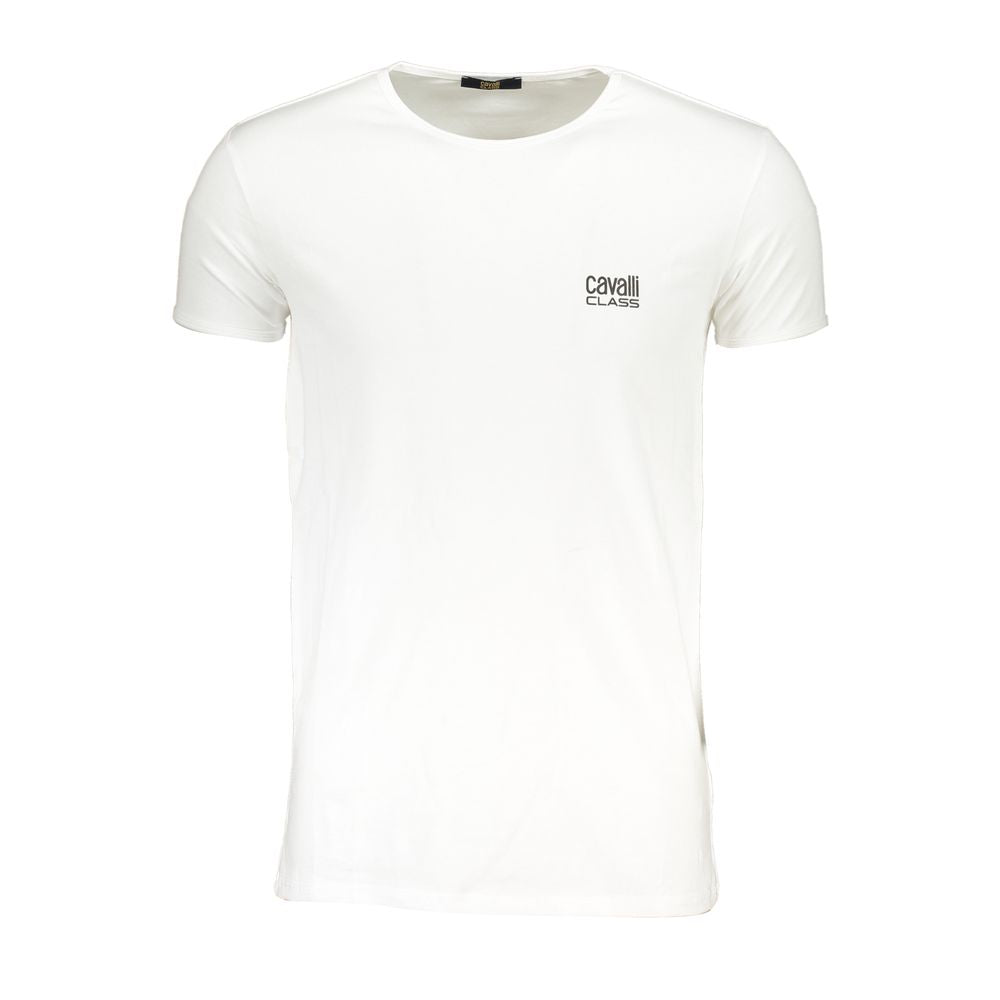 Cavalli Class Bianco Cotton Men T-Shirt Cavalli Class
