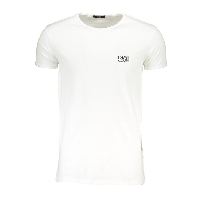 Cavalli Class Bianco Cotton Men T-Shirt Cavalli Class