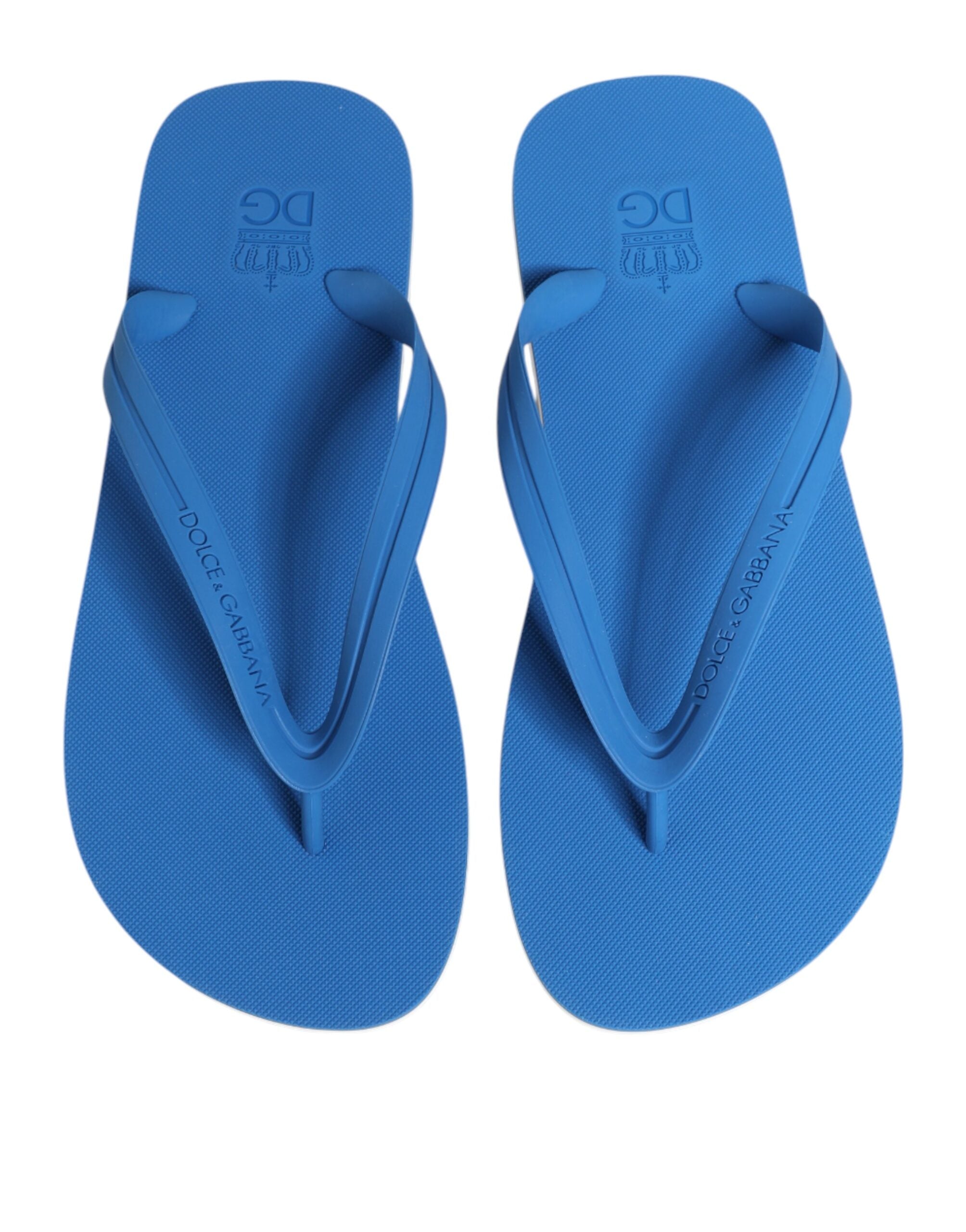 Dolce & Gabbana Blue White Logo Beachwear Flats Slipper Shoes Dolce & Gabbana