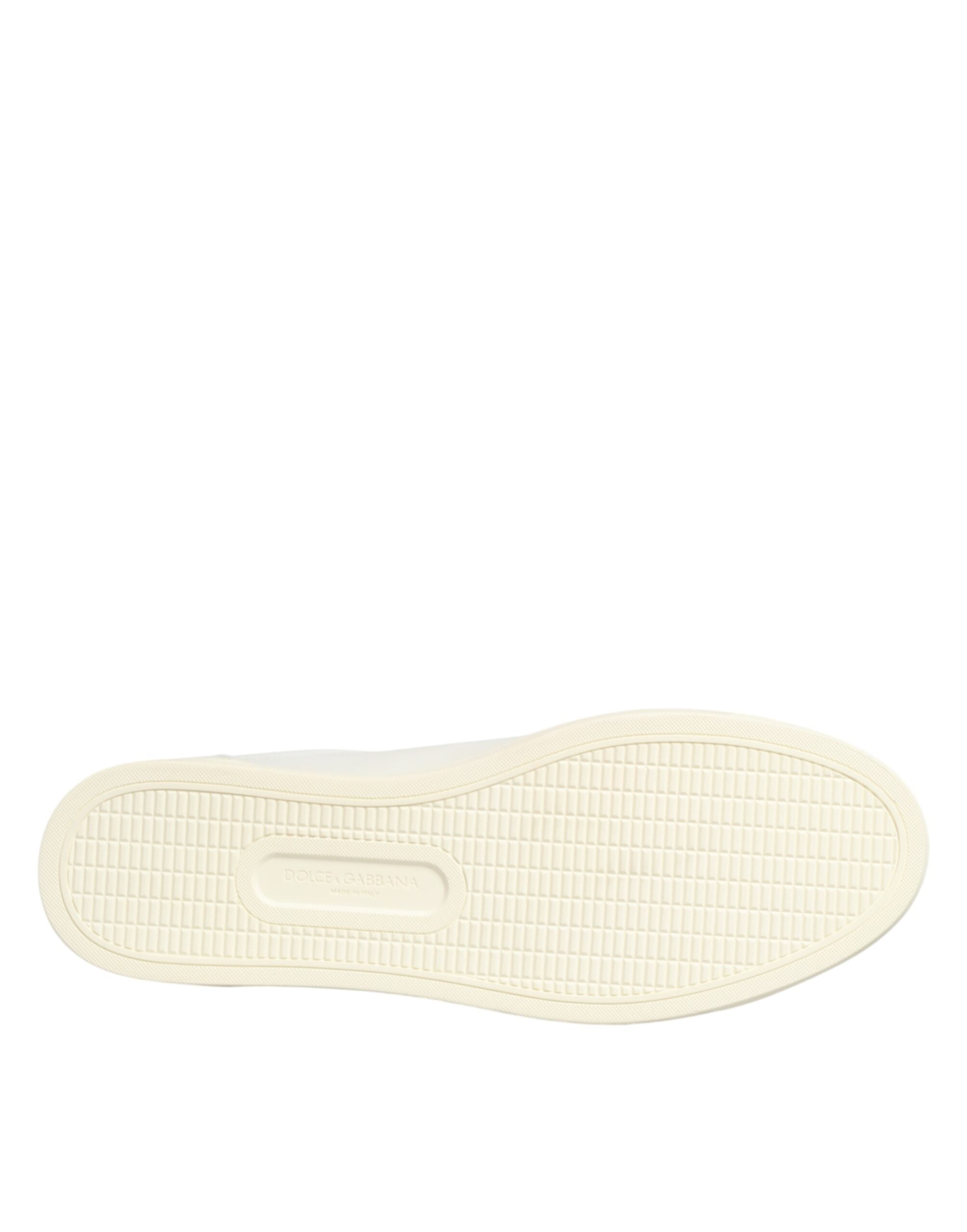 Dolce & Gabbana White Leather Heart Embellished Sneakers Shoes Dolce & Gabbana