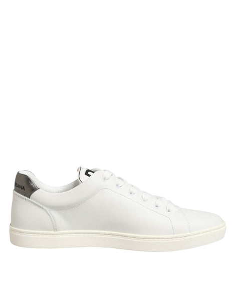 Dolce & Gabbana White Leather Heart Embellished Sneakers Shoes Dolce & Gabbana