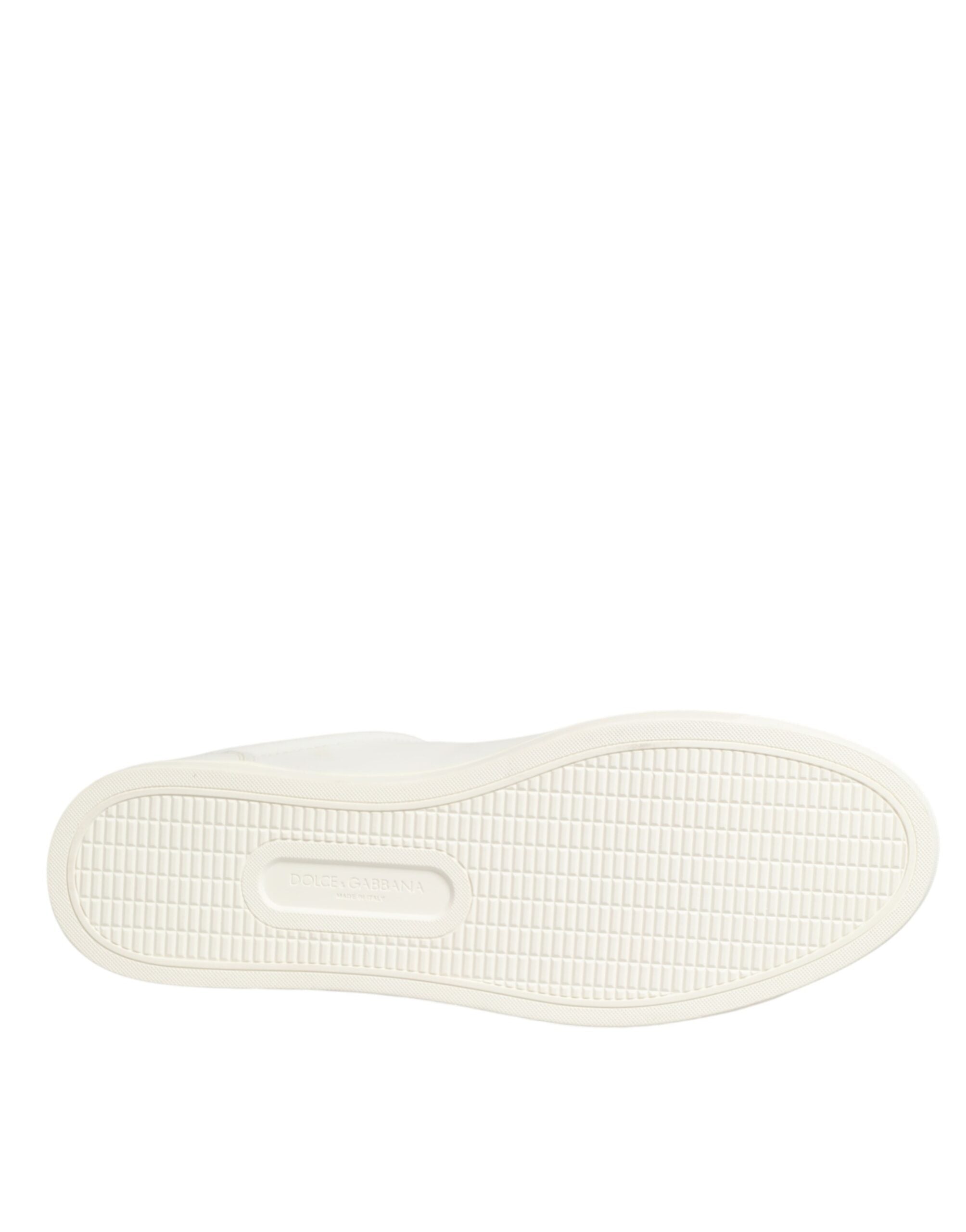 Dolce & Gabbana White Leather Heart Embellished Sneakers Shoes Dolce & Gabbana