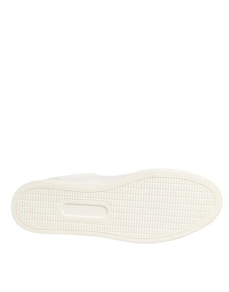 Dolce & Gabbana White Leather Heart Embellished Sneakers Shoes Dolce & Gabbana