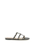 Valentino Garavani Black Calf Leather Bos Taurus Flat Sandals Valentino Garavani