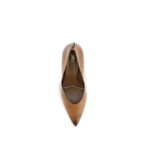 Miu Miu Beige Calf Leather Bos Taurus High Heel Pumps Miu Miu