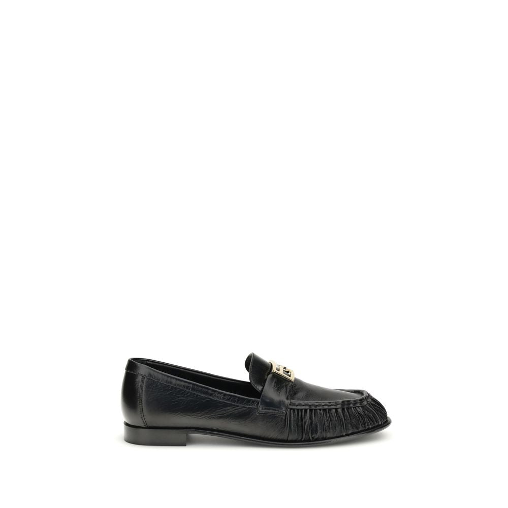 Fendi Black Calf Leather Bos Taurus Slip-On Loafers Fendi