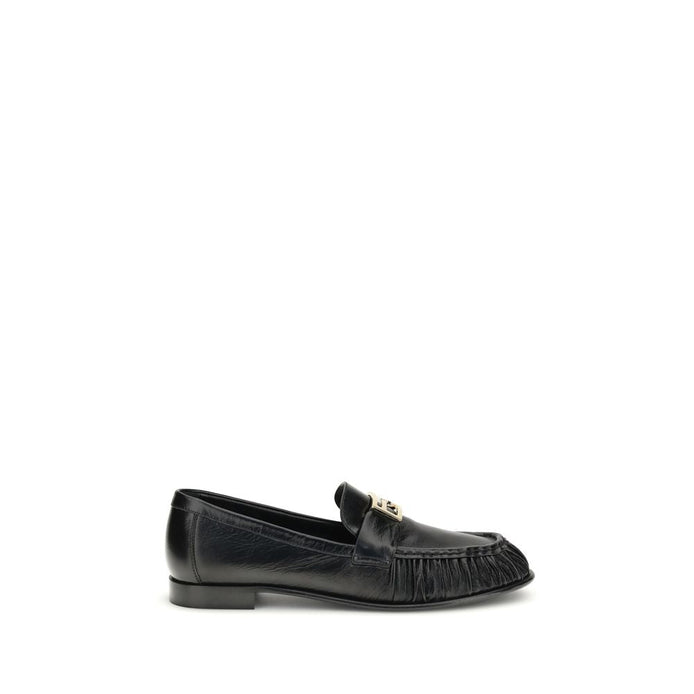 Fendi Black Calf Leather Bos Taurus Slip-On Loafers Fendi
