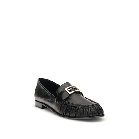 Fendi Black Calf Leather Bos Taurus Slip-On Loafers Fendi