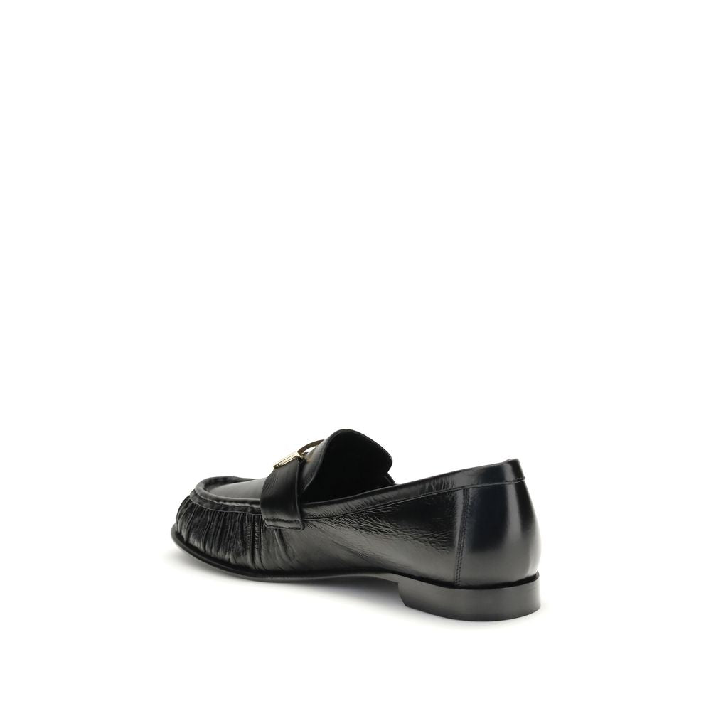 Fendi Black Calf Leather Bos Taurus Slip-On Loafers Fendi
