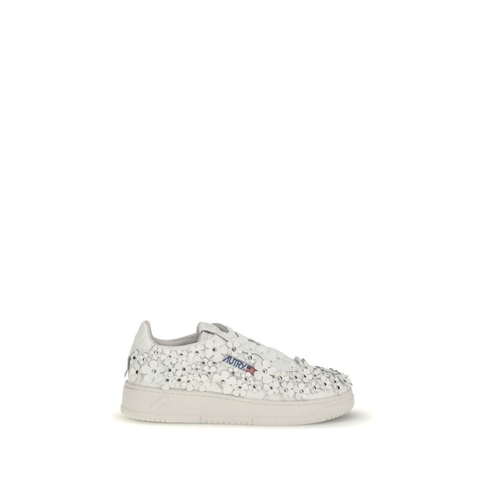 Autry White Calf Leather Bos Taurus Low Top Sneakers Autry