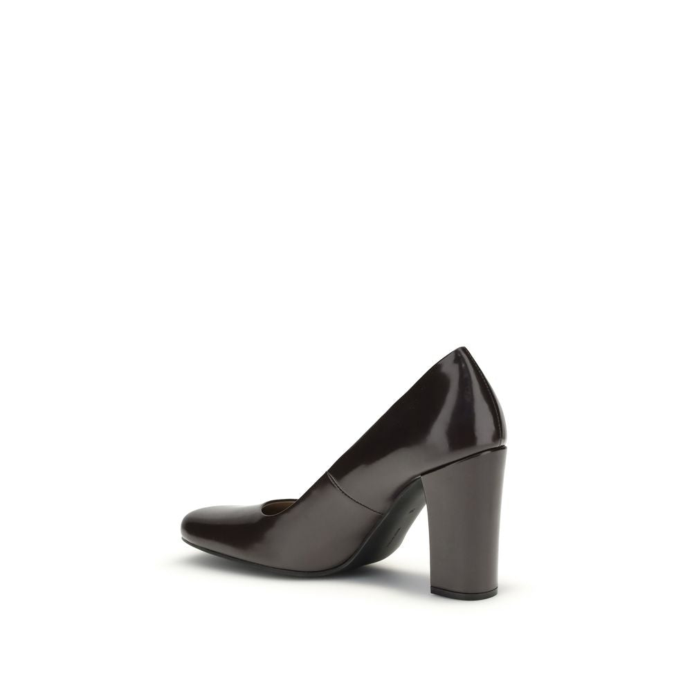 The Row Brown Calf Leather Bos Taurus Platform Pumps The Row