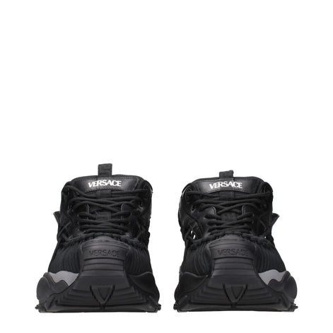 Versace Black Leather Athletic Sneakers Versace