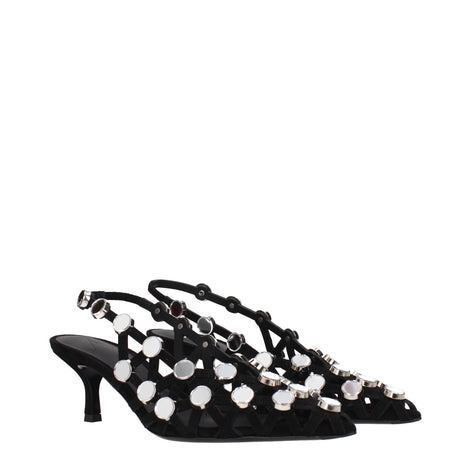 The Attico Black Leather Stiletto Heel Sandals The Attico