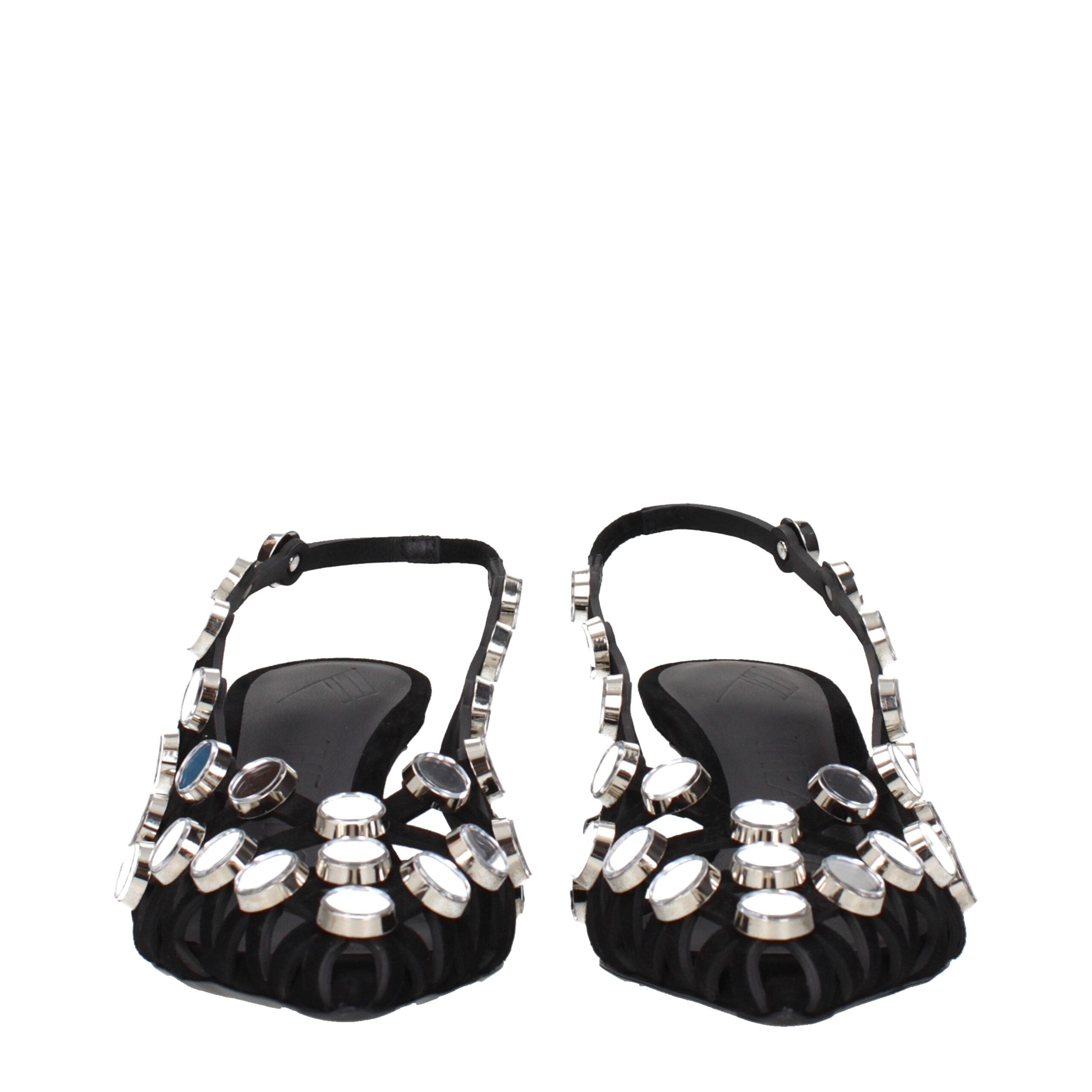 The Attico Black Leather Stiletto Heel Sandals The Attico